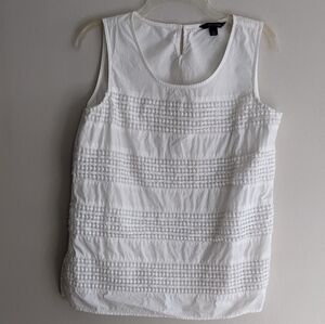 𝅺Tommy Hilfiger White Cotton Tank Top with Lace Overlay Medium